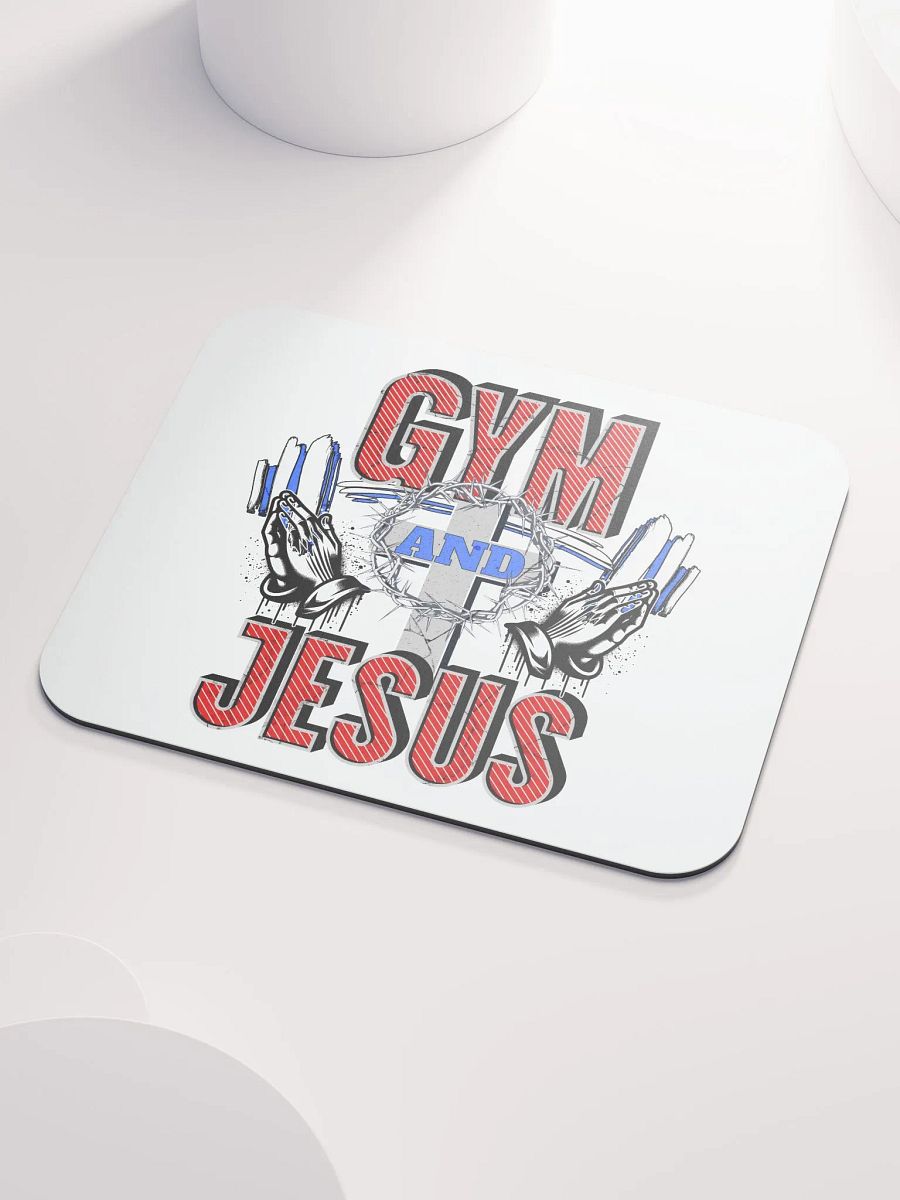 Gym And Jesus Weightlifting Spiritual Fitness Mouse Pad product image (3)