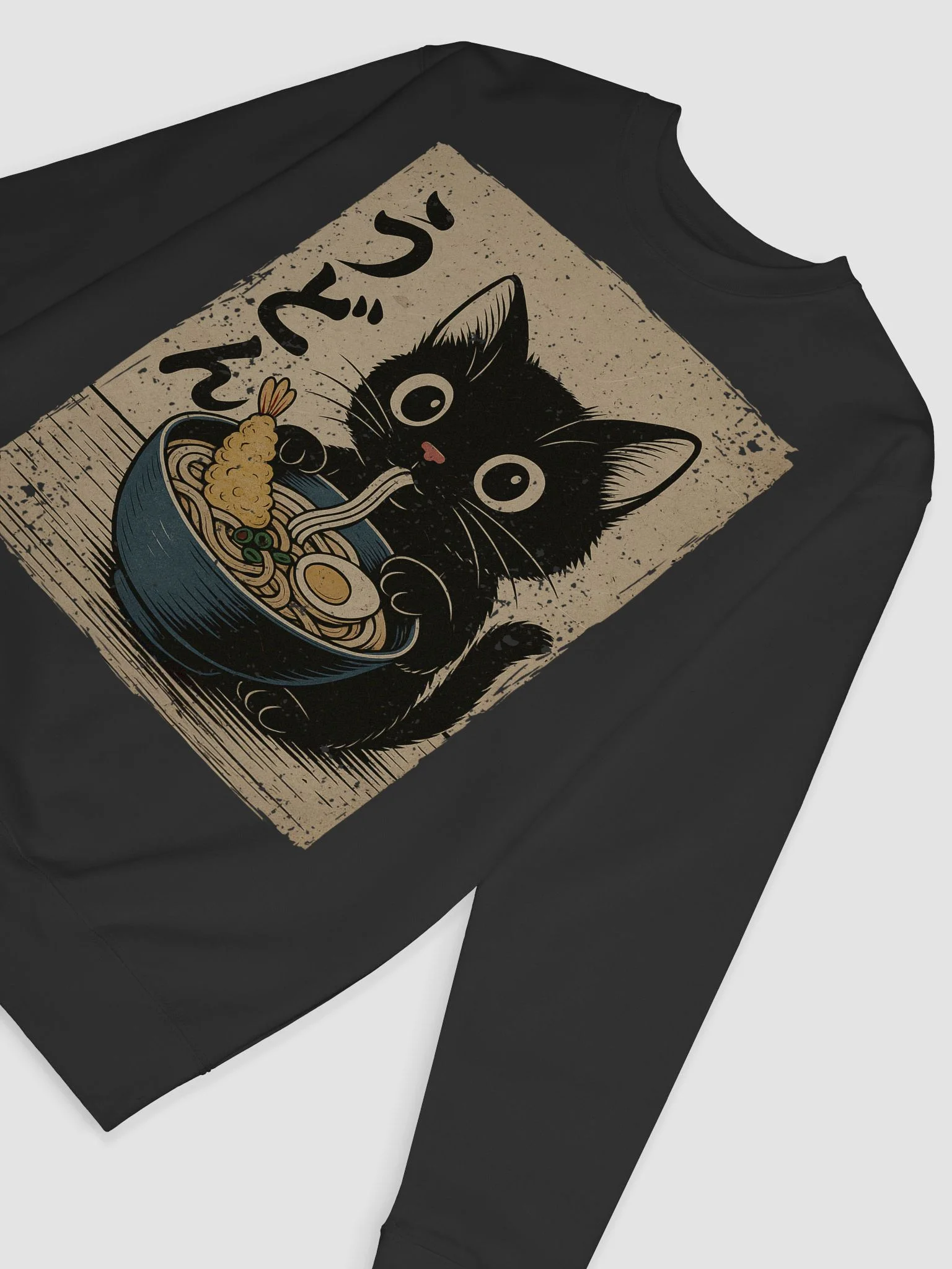 Black Cat Udon Ramen Traditional Japanese Retro Noodle Art Sweatshirt product image (35)