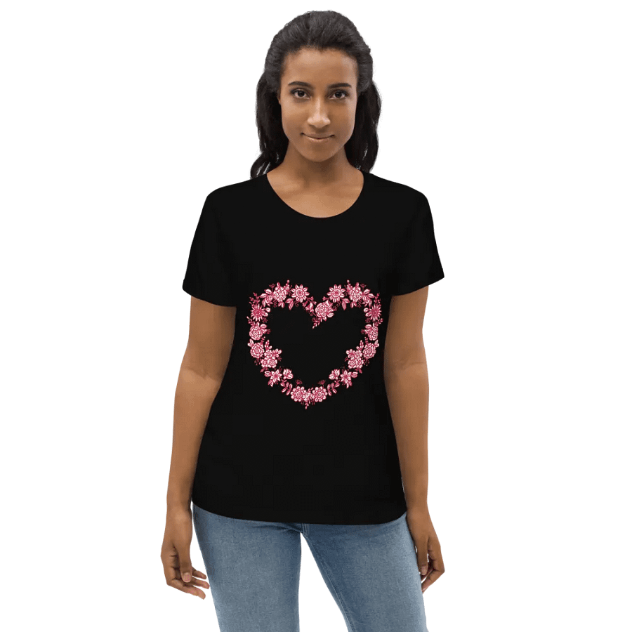 Red Floral Heart Women's Fitted Eco Tee product image (4)