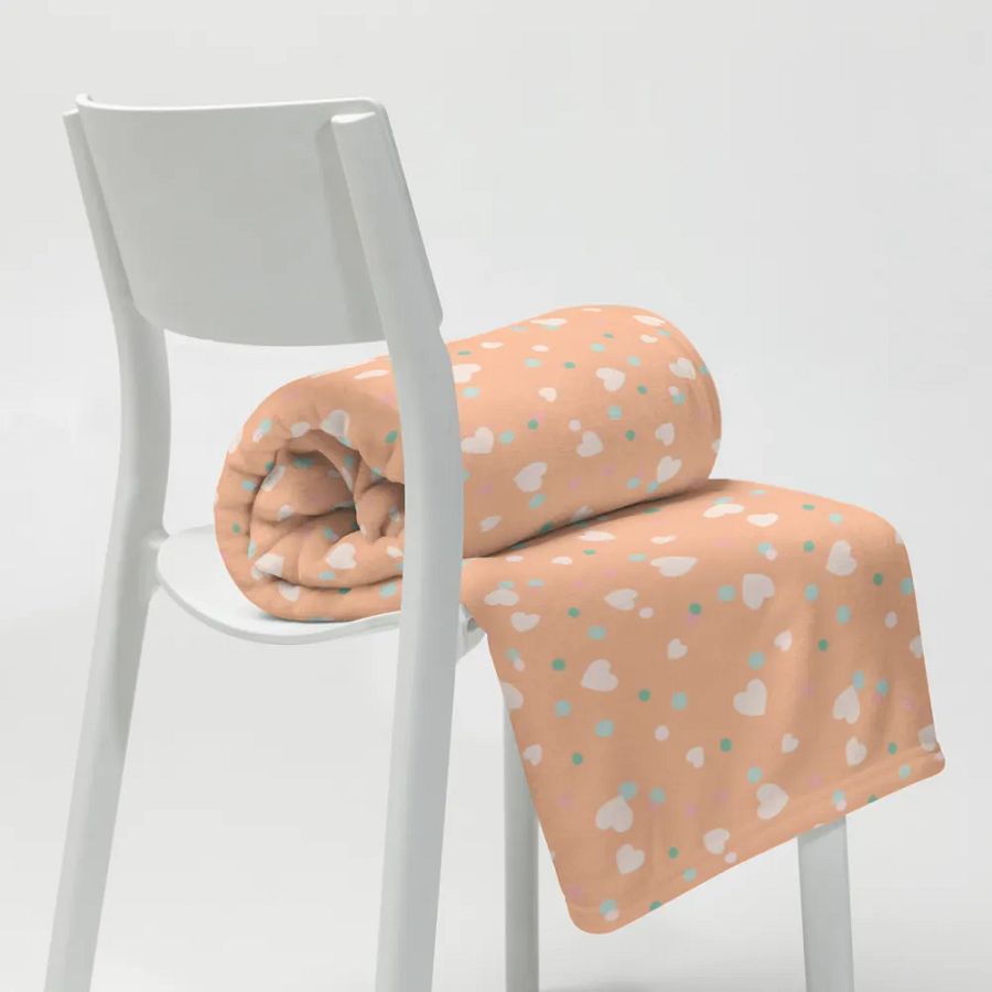 Simply Peachy Hearts and Dots Peach Blanket product image (8)