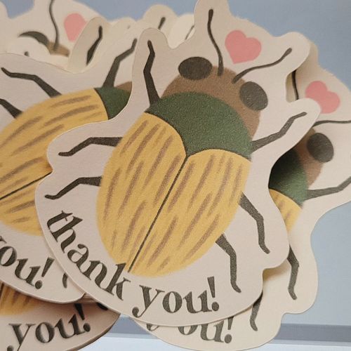 i made some little cards and stickers to include when packing orders 👉👈✨️

i'm working on some bug stickers that hopefully wi...