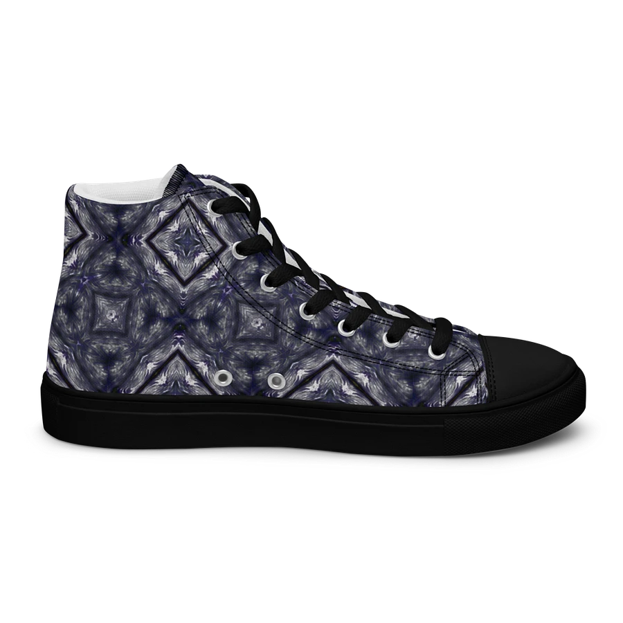 Abstract Dark Monochrome Diamond Men's Black Toe Canvas Shoe High Tops product image (6)