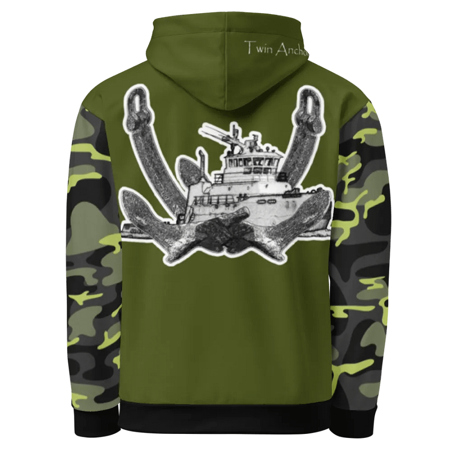 Camouflage & Green Twin Anchor Titan tug Hoodie product image (1)