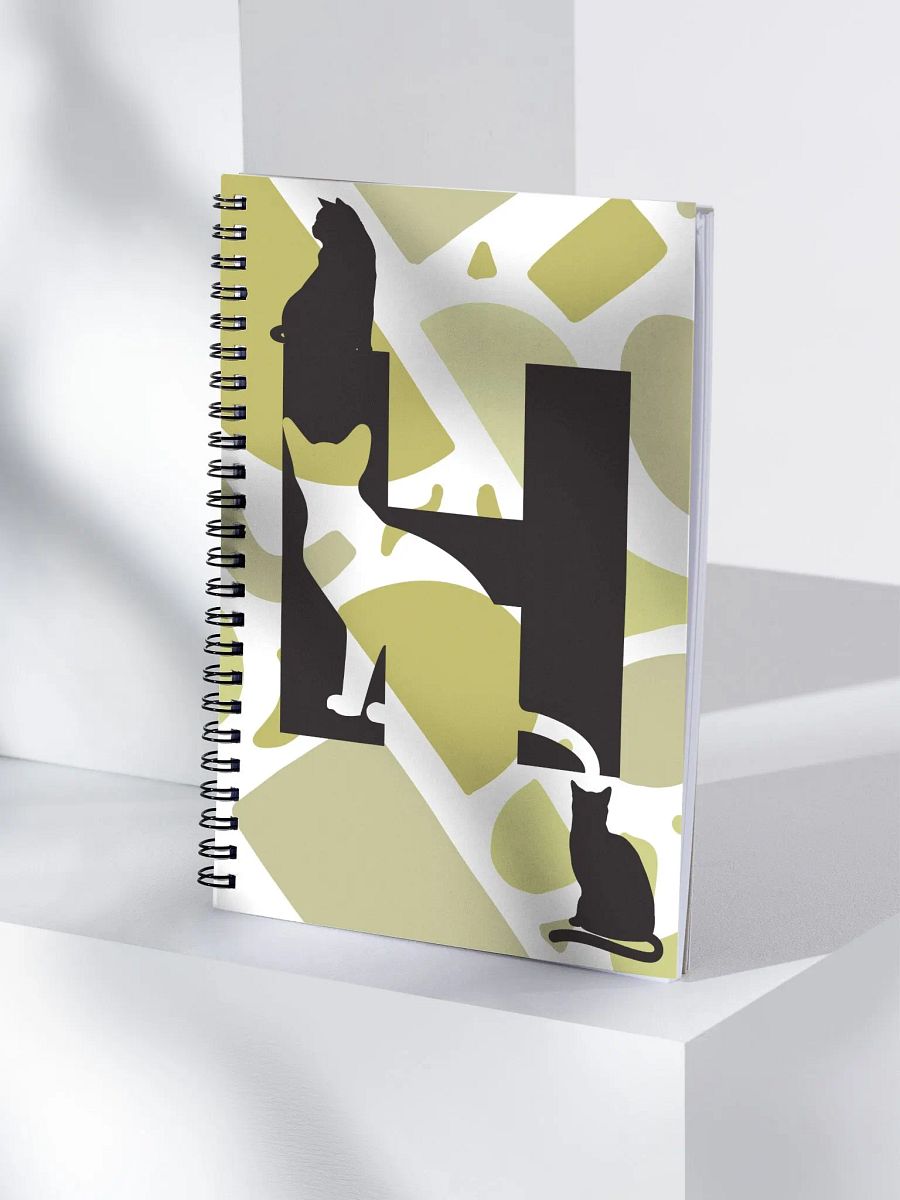 Monogram Letter H Cat Lover Geometric Greens Notebook product image (4)