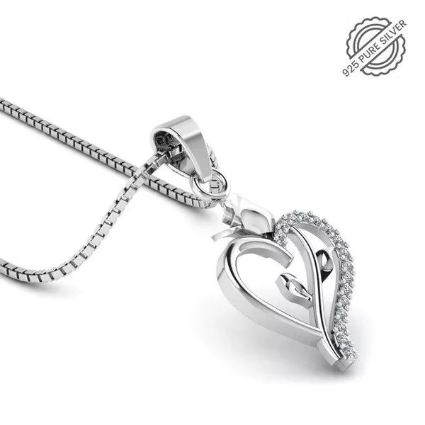 925 Pure Silver Neckless Rose Heart Pendant For Girls product image (3)