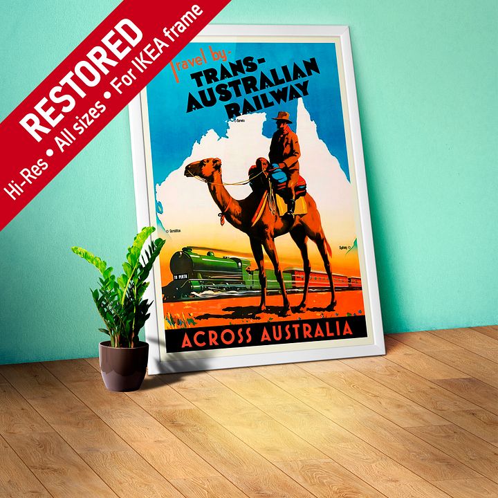 Travel by Trans-Australian Railway across Australia, 1933 — retro vintage travel poster product image (1)