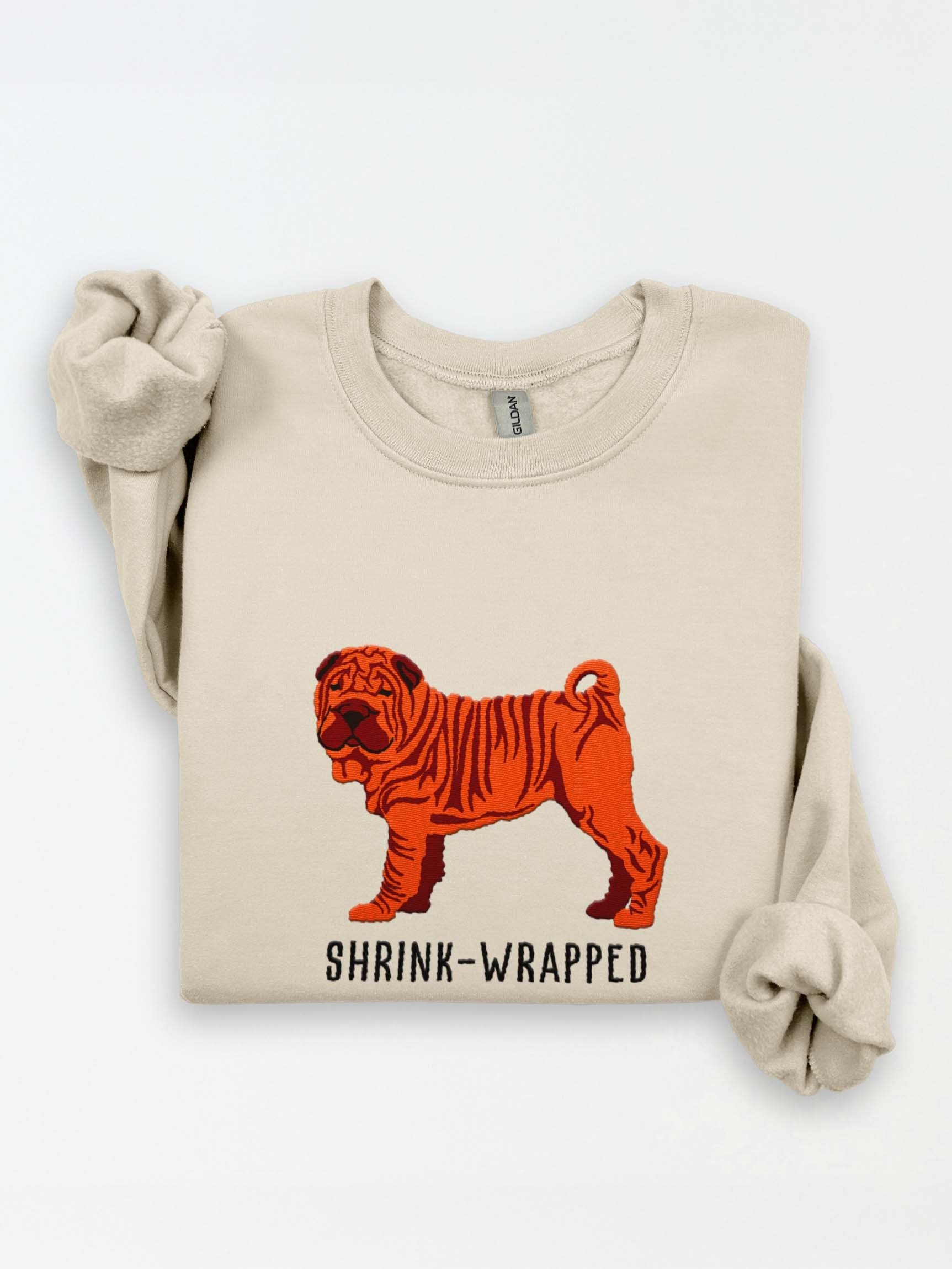 Shrink-Wrapped Sweatshirt (Embroidered) of a Chinese Shar-Pei(Red) product image (1)
