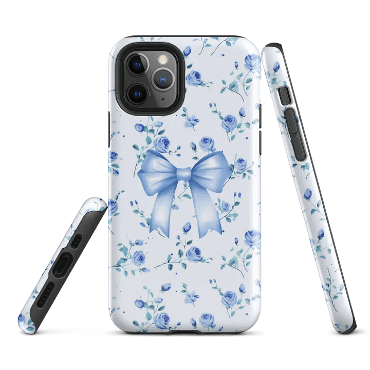 Floral Coquette Blue Bow - Tough Phone Case product image (1)
