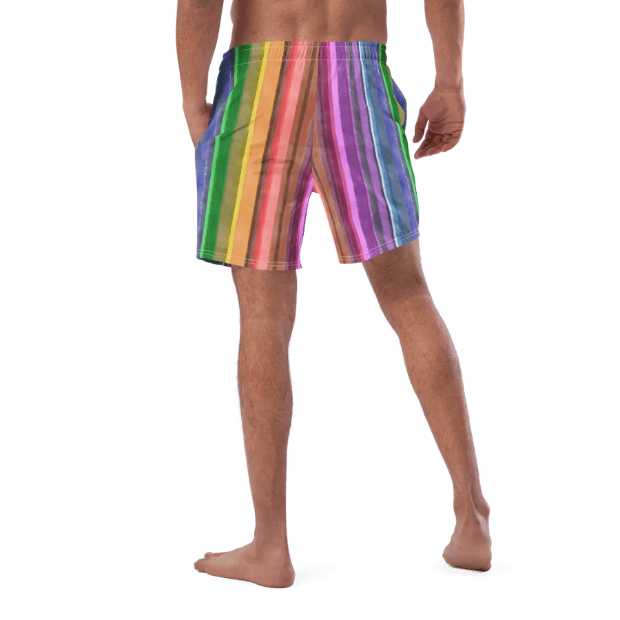Cool Gouache Striped Men's Swim Trunks product image (4)