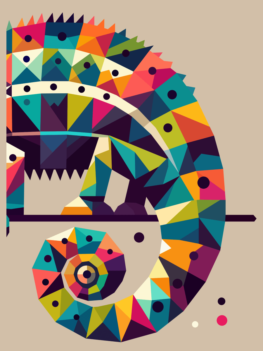 Free Geometric Chameleon PNG Art - Transparent Background, Low Poly Reptile Illustration product image (2)