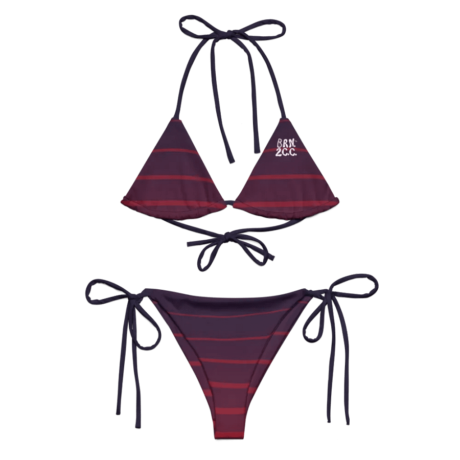 Purple Stripes String Bikini Set – BOURNE to Cape Cod™ | White Logos product image (1)
