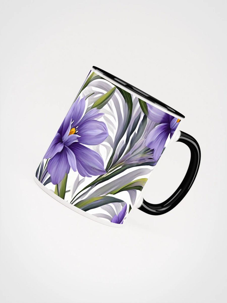 Coffee Mug with Color Inside - Purple Floral Pattern on White Background product image (3)