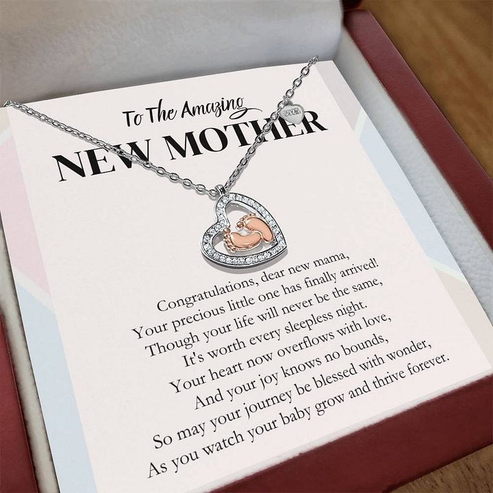 Congratulations New Mama Baby Feet Heart Necklace product image (2)
