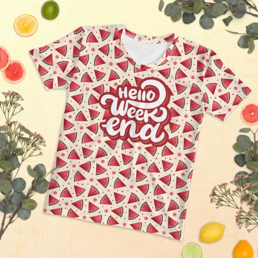Hello Weekend Watermelon All Over Print T-shirt product image (6)