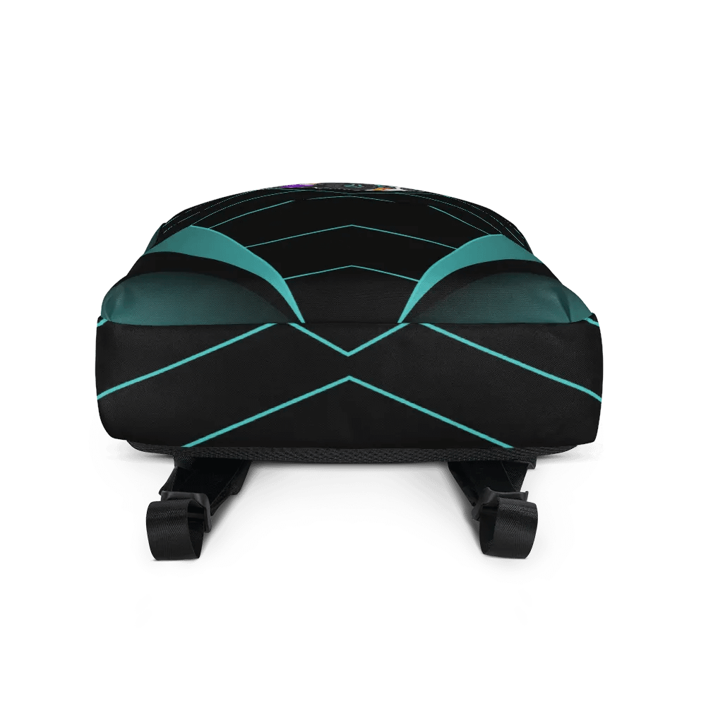 Black with teal design quadimus prime backpack. product image (3)