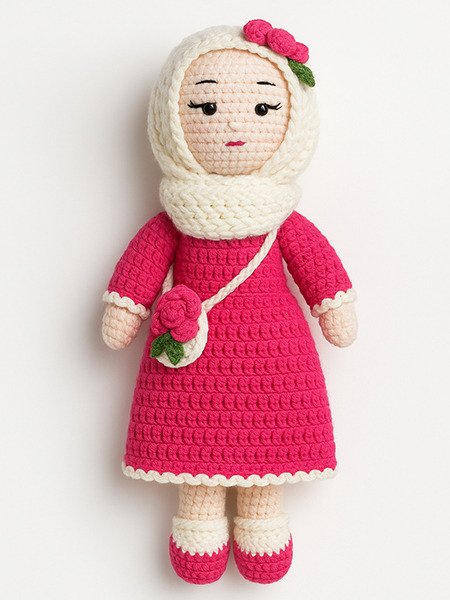 Handmade Crochet Doll in Pink Dress product image (1)