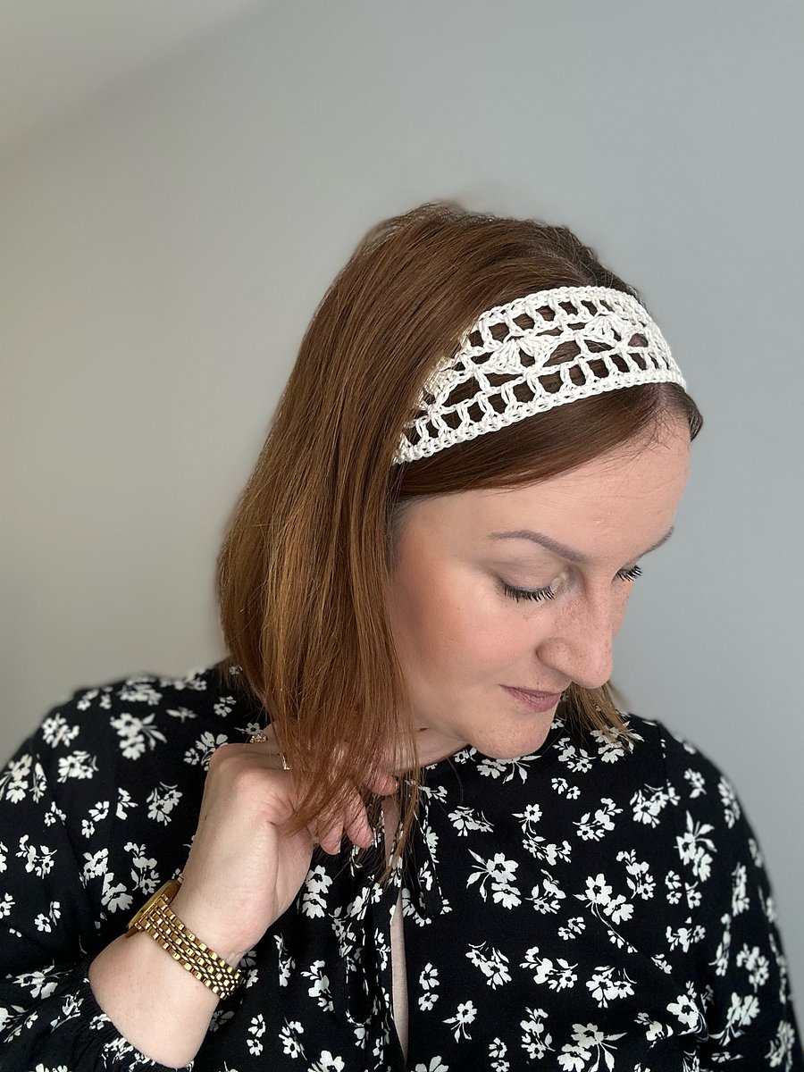 Lace Crochet Headband PDF Pattern eBook - Rose Headband/ Hairtie product image (8)