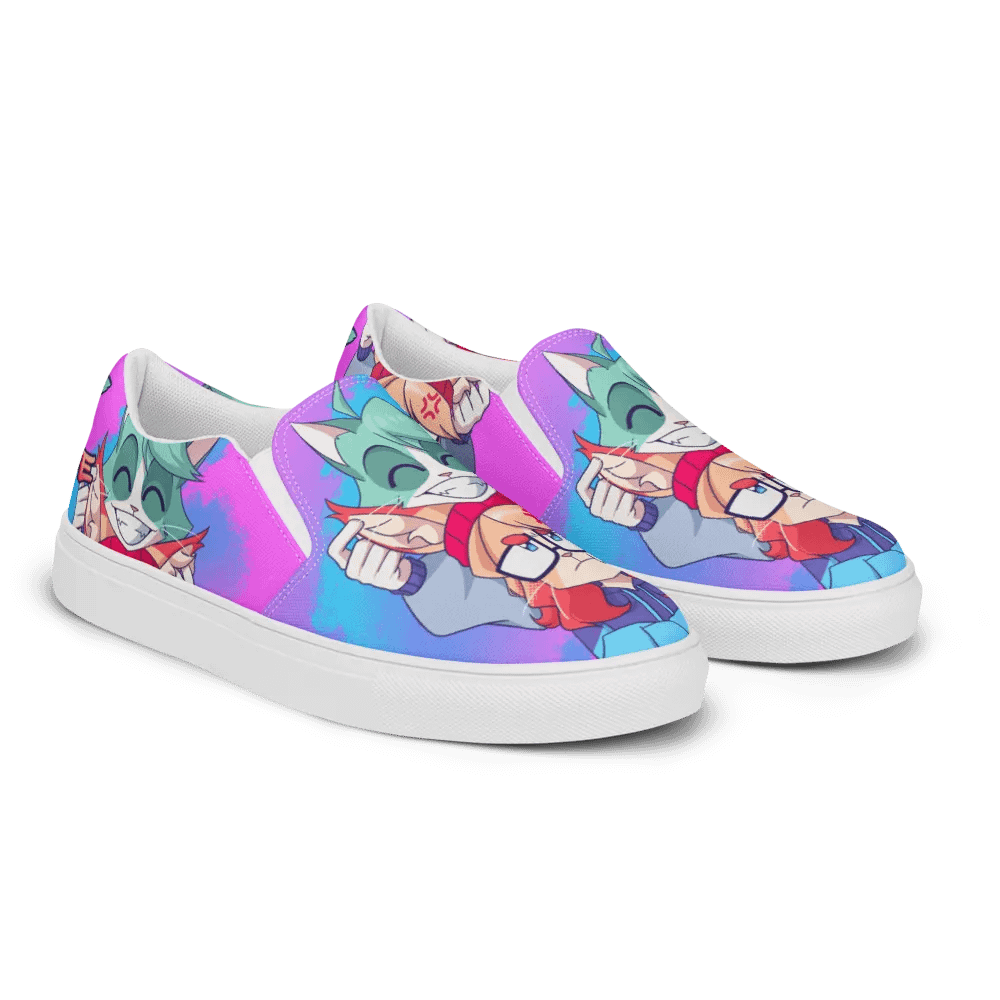 Cyan Teasing Alice's Ears Men Slip-On Canvas Shoes product image (6)