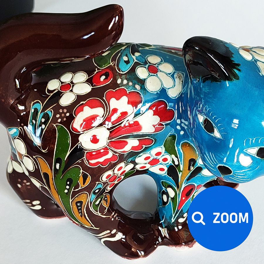 Ceramic handmade cat, Turkish decor (Blue) — handmade pottery product image (9)