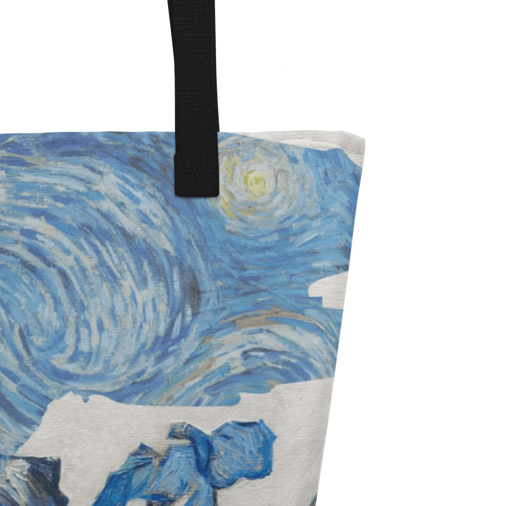 Big printed tote bag with Van Gogh inspired irises and starry night  design product image (8)