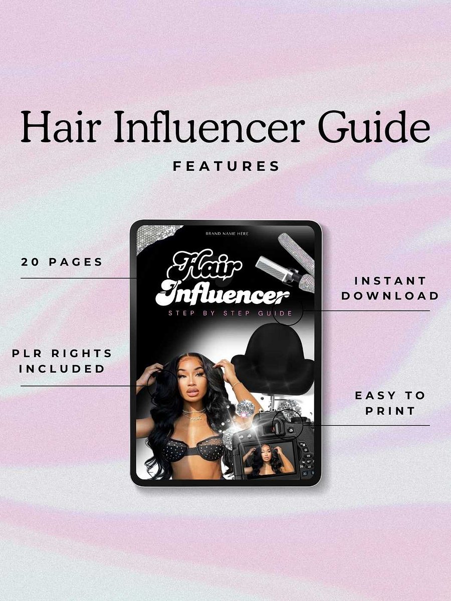 Wig Hair Influencer eBook Guide, Influencer Marketing, Social Media Growth & Brand Sponsorships, Monetize Beauty Content, PLR Canva Template product image (2)