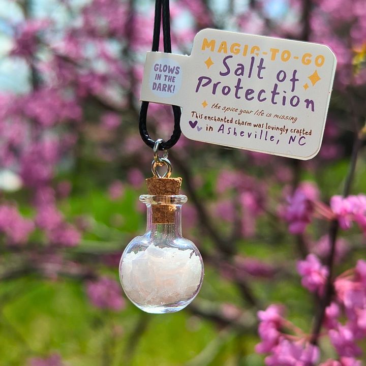 Glowing (Protection) Salt in a Mini Potion Bottle - Necklace ~ Whimsical Accessory ~ Handmade & Witchy - Made in AVL product image (1)