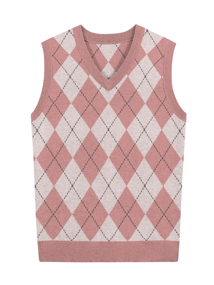 Pink Crossed Diamonds Knitted Vest product image (1)
