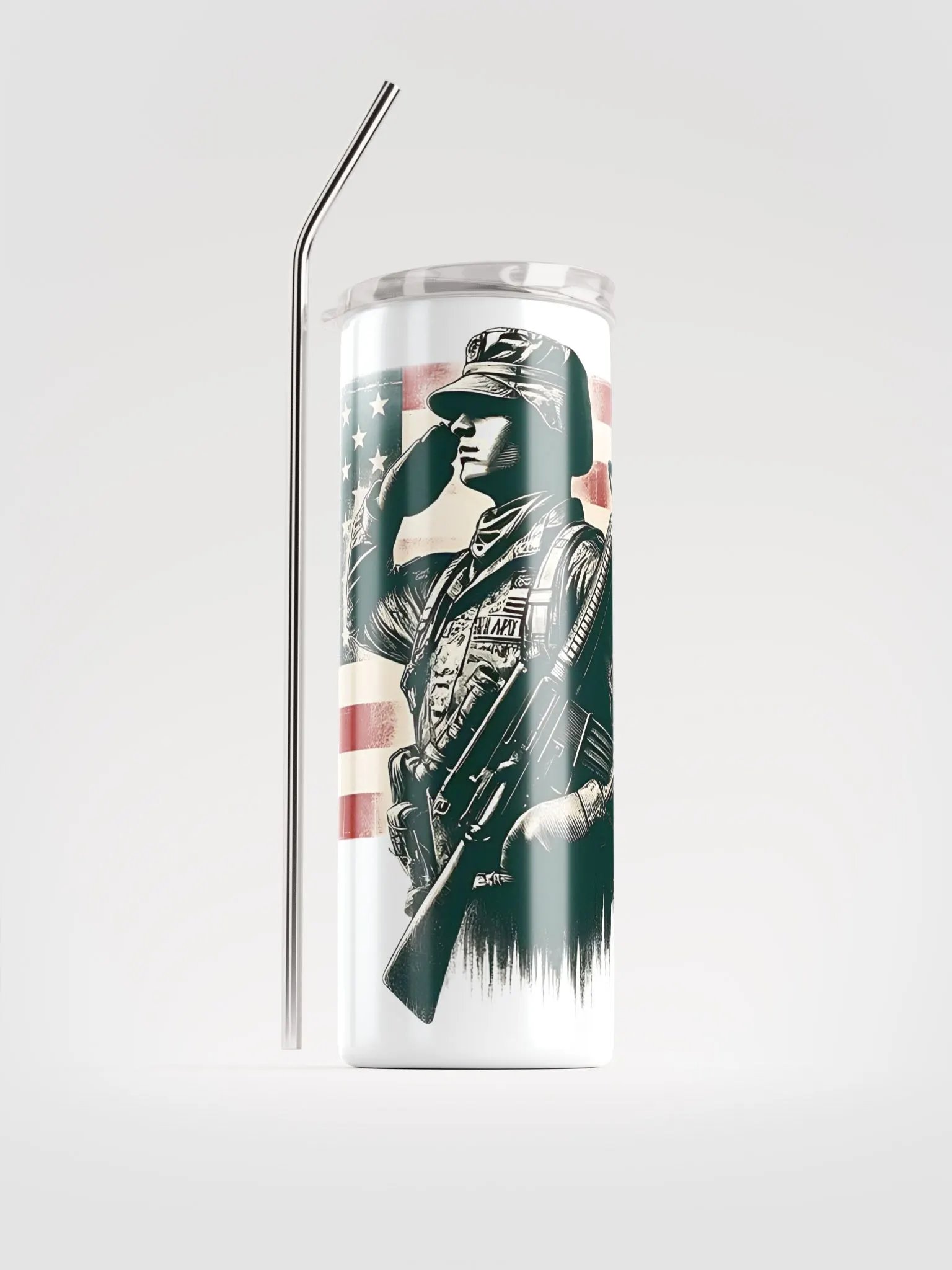 Saluting Soldier - Proud USA Patriotic Tribute Vintage Stainless Steel Tumbler product image (1)