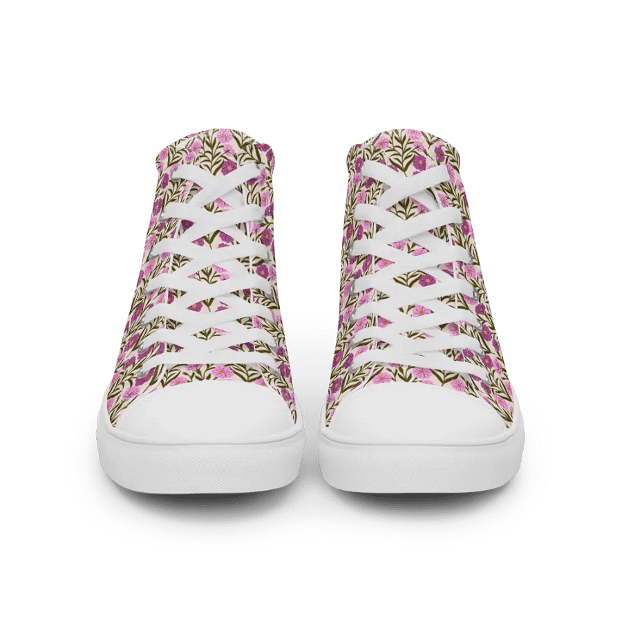 Corncockle Bouquet - Pink and Green - Women High Top Canvas Shoes product image (4)