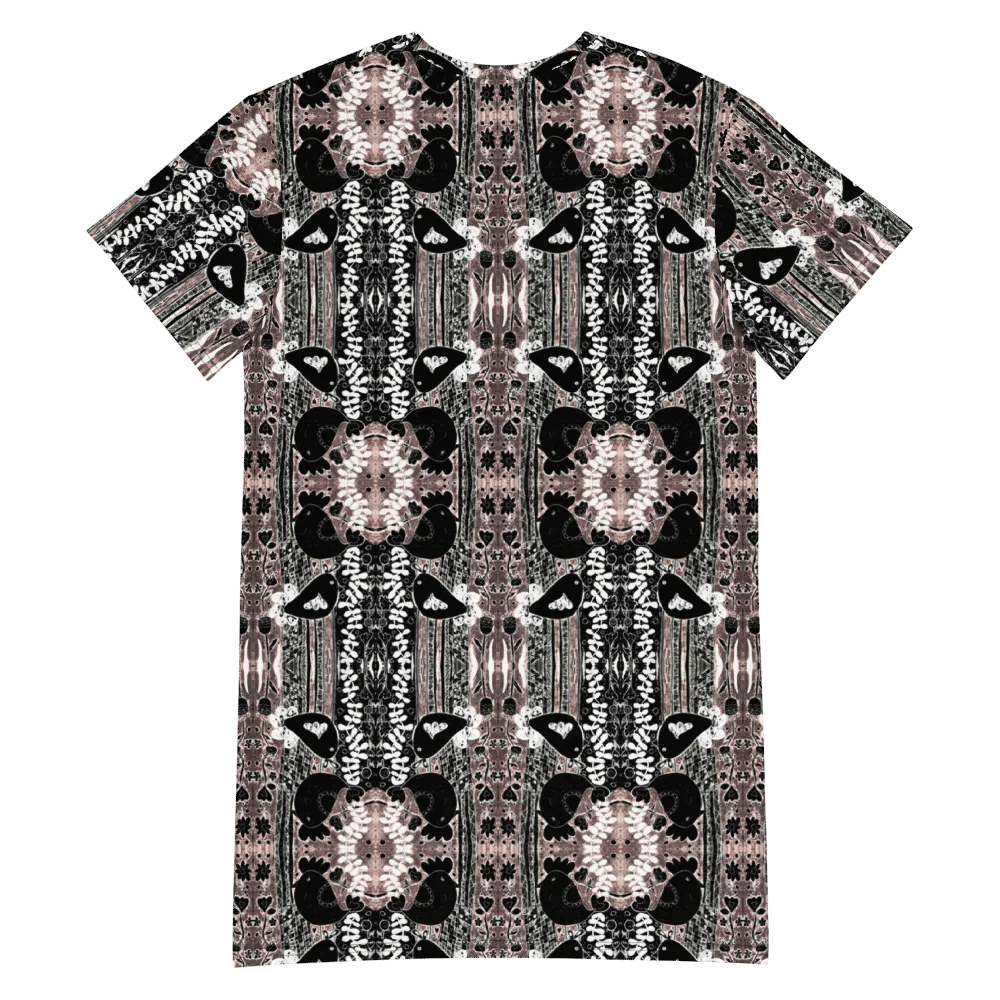 Abstract Floral Birds Ladies T Shirt Dress product image (7)