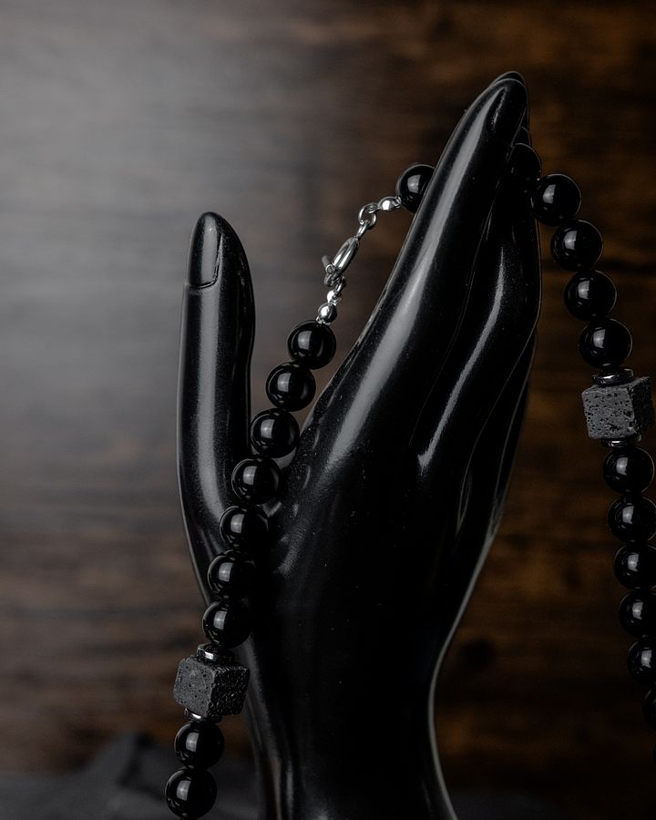 Onyx & Lava Stone Beaded Necklace product image (1)