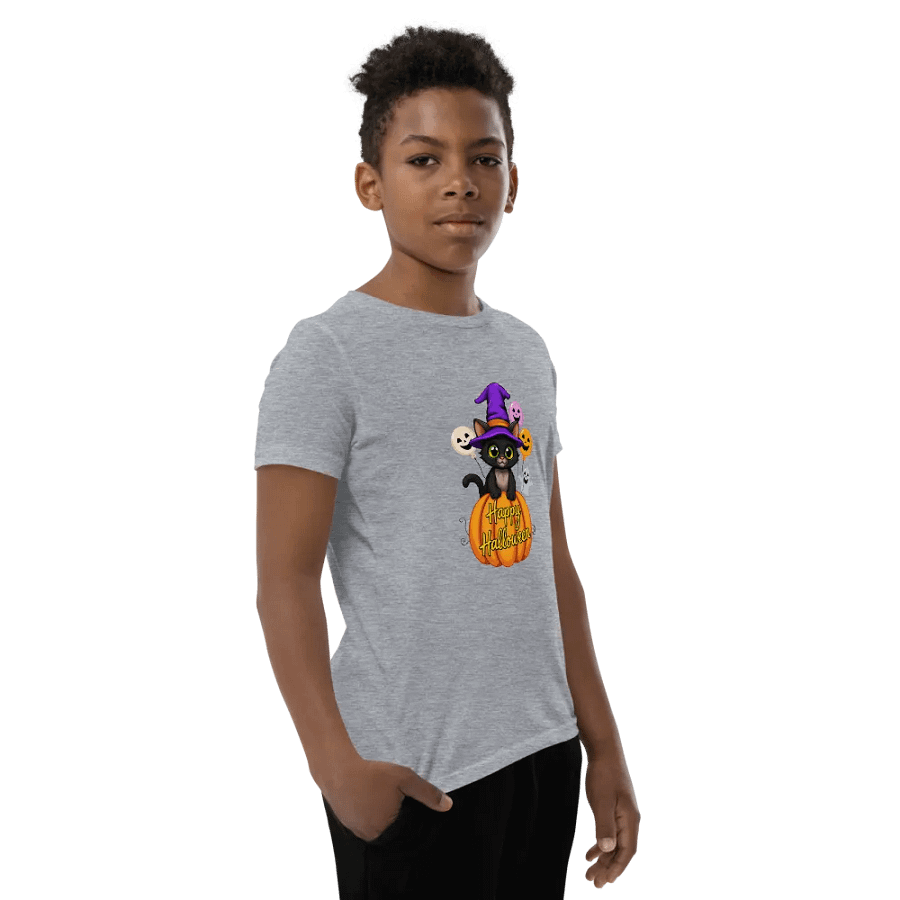 Witchy Sitting Pumpkin Cat Youth T-shirt product image (9)