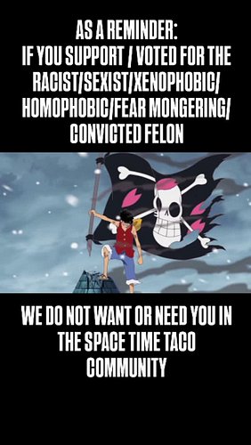 AS A REMINDER:
.
IF YOU SUPPORT / VOTED FOR THE RACIST/SEXIST/XENOPHOBIC/HOMOPHOBIC/FEAR MONGERING/CONVICTED FELON
.
WE DO NO...