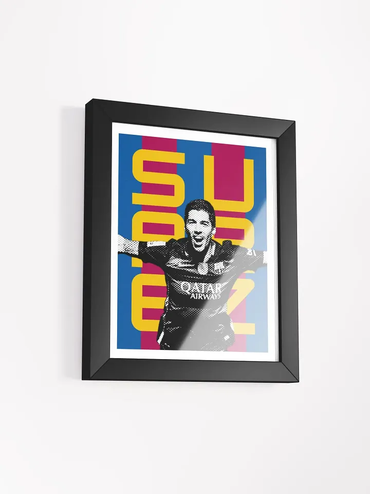 Luis Suárez BW Barcelona Name Art Framed Print product image (2)