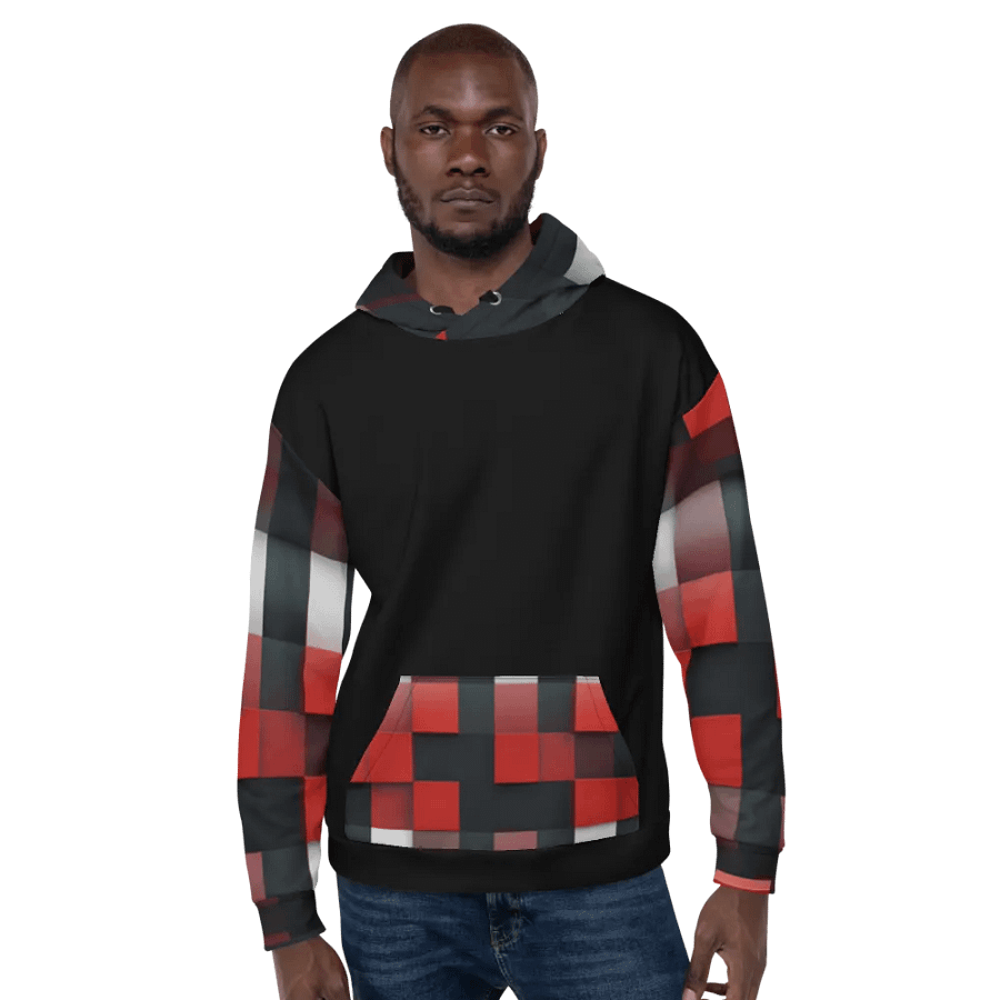 Black And Red Squares Unisex Hoodie product image (6)