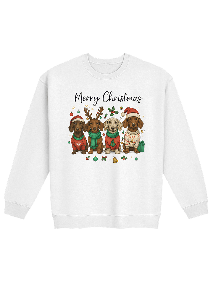 Merry Christmas Dachshund Sweater Sweatshirt – Cute Holiday Dog Art product image (1)