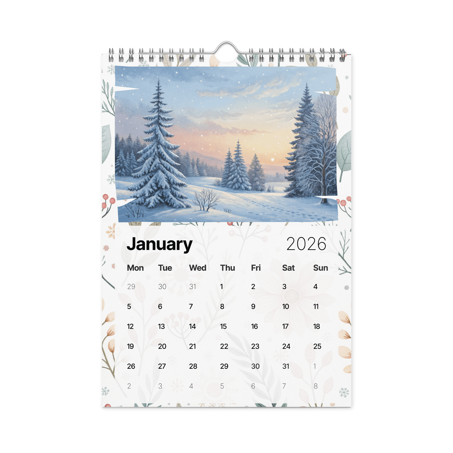 Watercolor Seasonal Scenes Wall Calendar 2026 – A Year of Serene Nature Art in Soft Pastel Watercolors product image (6)