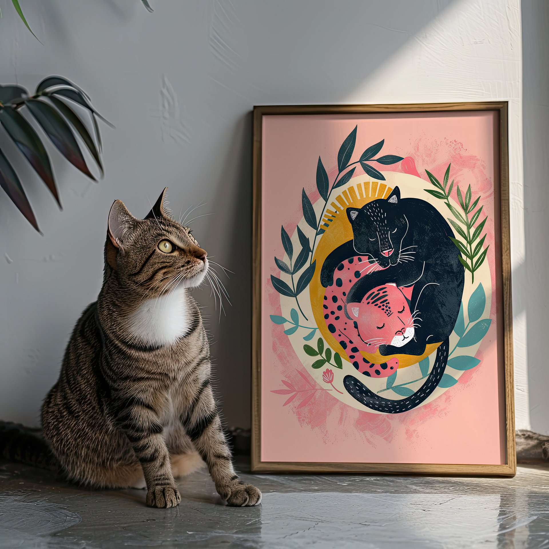 Yin-Yang Leopards Lover Felines Whimsical Art Print product image (3)