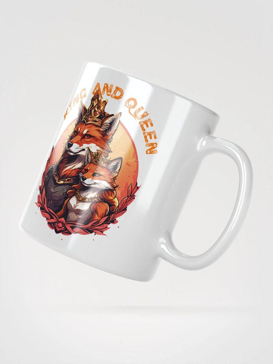 King and Queen White Glossy Mug | Elegant Fox Couple Design| Double-Sided Print | Perfect Gift for Anniversaries and Weddings product image (2)