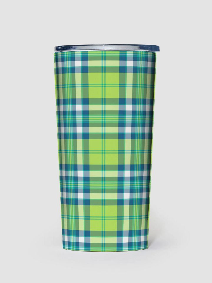 Lime Green and Turquoise Plaid Travel Tumbler product image (2)