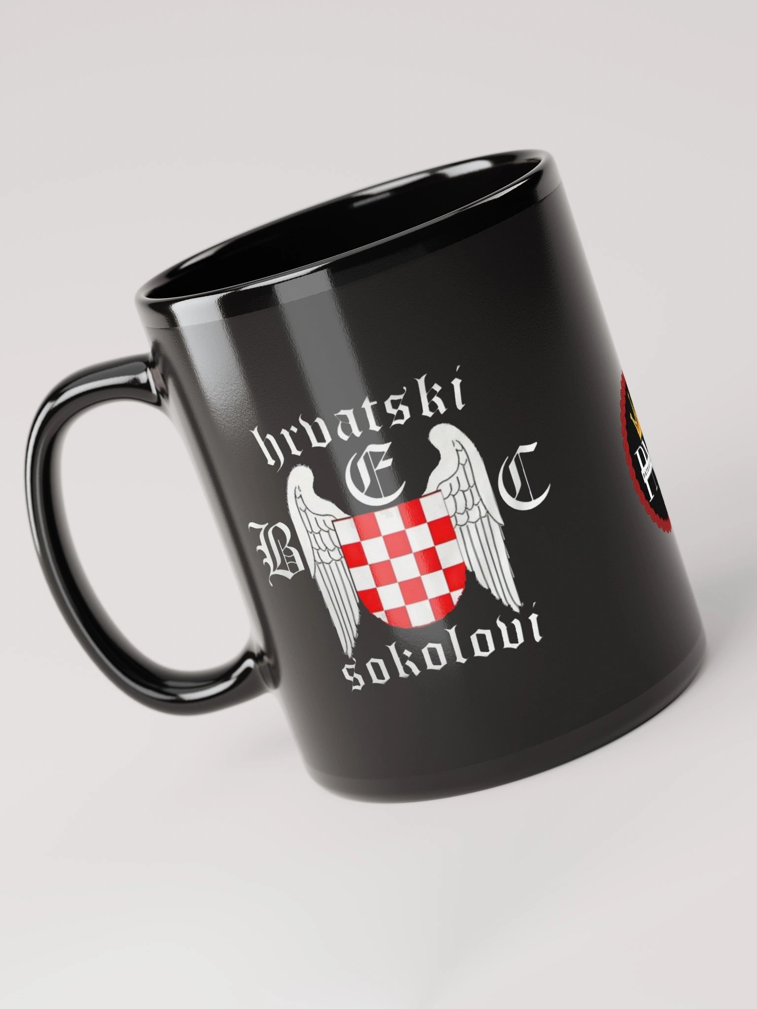 Sleek Black Glossy Mug hrvatski sokolovi product image (3)
