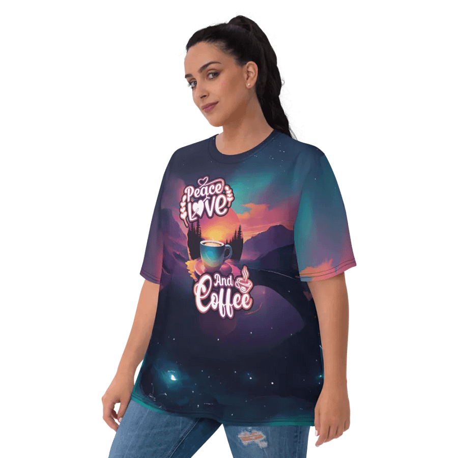 Peace Love and Coffee All Over Print T-shirt product image (10)