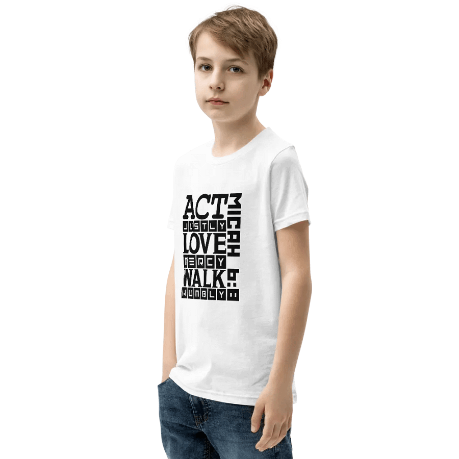 'Act Justly' Micah 6:8 Youth Short Sleeve Unisex T-Shirt product image (6)