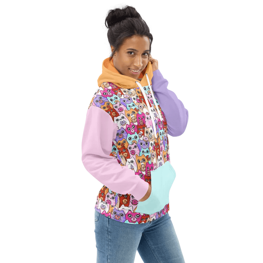 Colorful Doughnut Loving Cat Faces All-Over Print Hoodie product image (9)