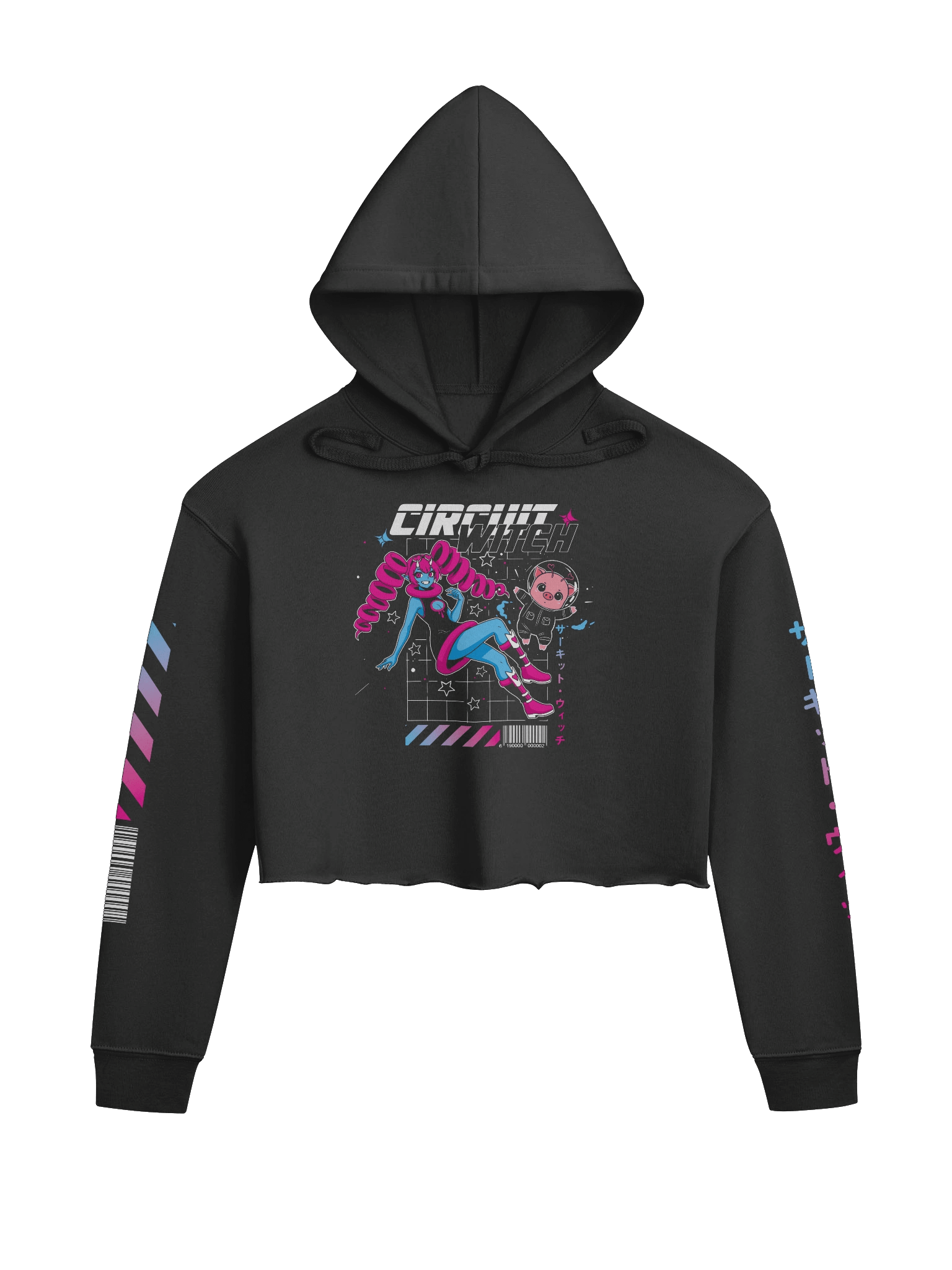 Circuit Witch & PuuPuu The Space Pig Cyberpunk Style - Crop-Top Hoodie (S-2XL) product image (1)