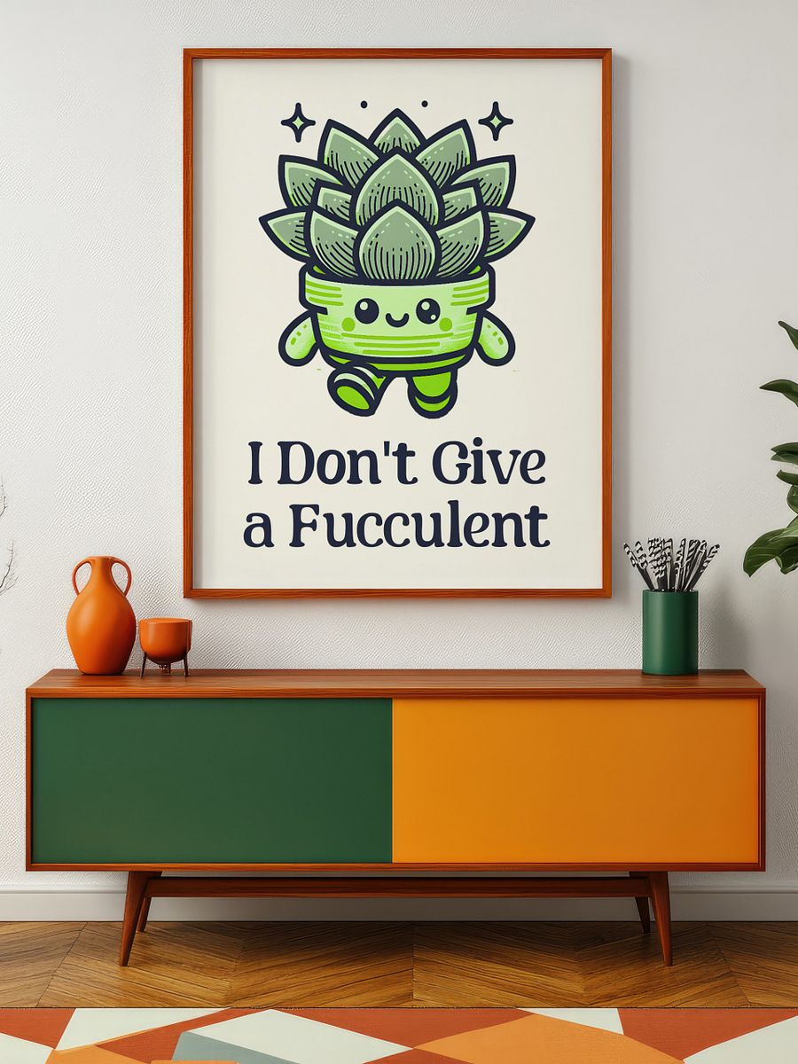 I Don't Give a Fucculent Funny Punny Retro Succulent Poster product image (5)
