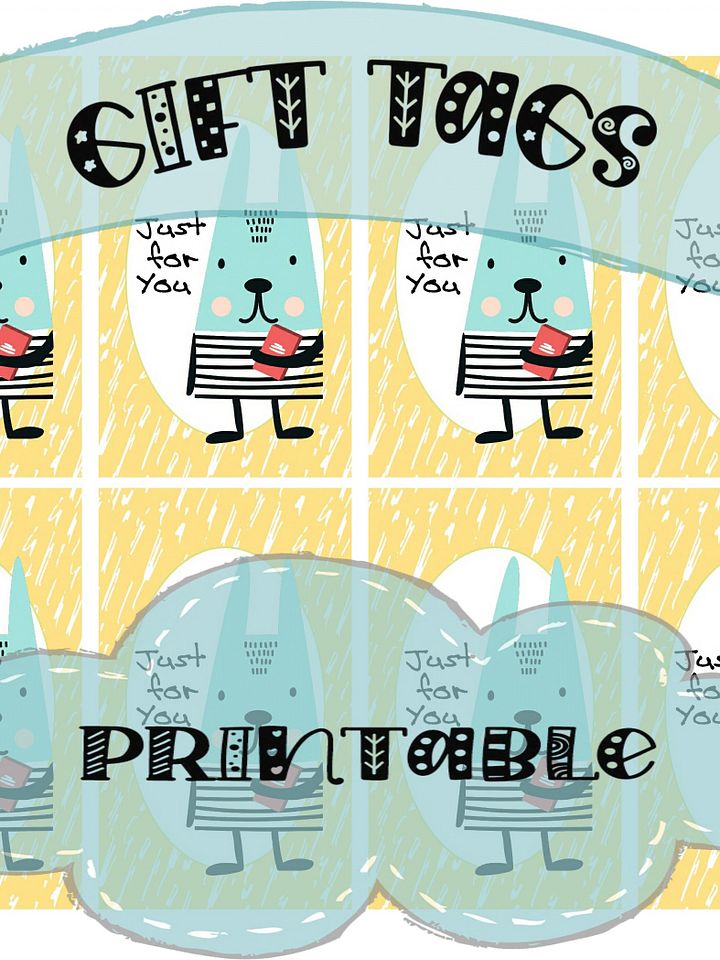 Just for You Cute Blue Bunny Printable Gift Tags Any Occasion Gifts product image (2)