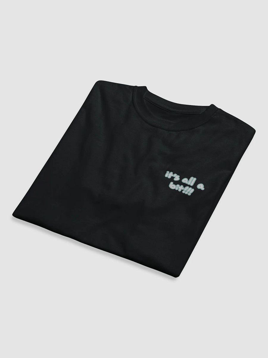 “It’s all a bit!!!” (sm. lined design, #A8D7D8) unisex eco tee product image (8)