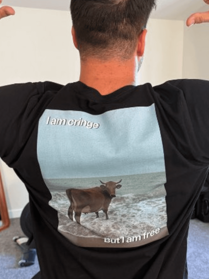 i am cringe but i am free (cow) t-shirt (100% cotton) product image (1)