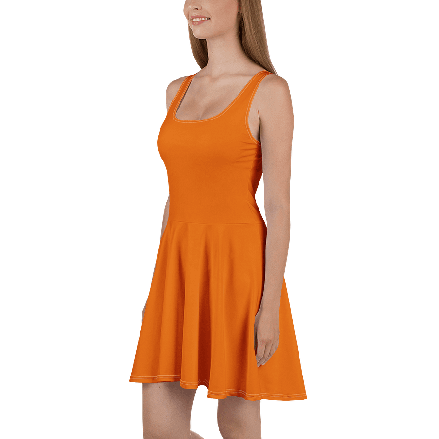 Burnt Orange Solid Color Fit and Flare Skater Dress product image (2)